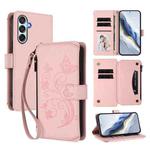 For Samsung Galaxy M15 5G / F15 5G Butterfly Love Flower Multi-card Zipper Wallet Leather Phone Case(Pink)