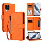 For Samsung Galaxy M53 5G Butterfly Love Flower Multi-card Zipper Wallet Leather Phone Case(Orange)