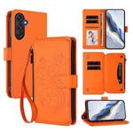 For Samsung Galaxy M55 / C55 Butterfly Love Flower Multi-card Zipper Wallet Leather Phone Case(Orange)