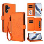 For Samsung Galaxy M56 5G Butterfly Love Flower Multi-card Zipper Wallet Leather Phone Case(Orange)