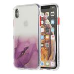 For iPhone X / XS Marble Pattern Glittery Powder Shockproof TPU Case with Detachable Buttons(Purple)