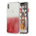 For iPhone X / XS Marble Pattern Glittery Powder Shockproof TPU Case with Detachable Buttons(Red)