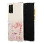 For Samsung Galaxy Note 20 Marble Pattern Glittery Powder Shockproof TPU Case with Detachable Buttons(Pink)