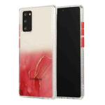 For Samsung Galaxy Note 20 Marble Pattern Glittery Powder Shockproof TPU Case with Detachable Buttons(Red)