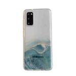 For Samsung Galaxy S20 Marble Pattern Glittery Powder Shockproof TPU Case with Detachable Buttons(Green)