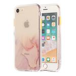 For iPhone SE 2022 / SE 2020 / 8 / 7 Marble Pattern Glittery Powder Shockproof TPU Case with Detachable Buttons(Pink)