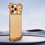 For iPhone 17 Pro Max Frameless Metal Corner Pad Phone Case with Lens Film(Gold)