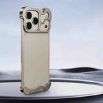 For iPhone 17 Pro Max Frameless Metal Corner Pad Phone Case with Lens Film(Titanium)