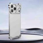 For iPhone 17 Pro Frameless Metal Corner Pad Phone Case with Lens Film(Silver)