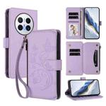 For Huawei Mate 70 Butterfly Love Flower Multi-card Zipper Wallet Leather Phone Case(Light Purple)