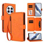 For Huawei Mate 70 Pro Butterfly Love Flower Multi-card Zipper Wallet Leather Phone Case(Orange)