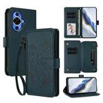 For Huawei nova 12S 4G / 11 4G / 5G Butterfly Love Flower Multi-card Zipper Wallet Leather Phone Case(Dark Green)