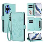 For Huawei nova 12S 4G / 11 4G / 5G Butterfly Love Flower Multi-card Zipper Wallet Leather Phone Case(Mint Green)