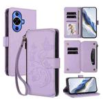 For Huawei nova 12S 4G / 11 4G / 5G Butterfly Love Flower Multi-card Zipper Wallet Leather Phone Case(Light Purple)