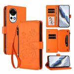 For Huawei nova 13 / 12 Butterfly Love Flower Multi-card Zipper Wallet Leather Phone Case(Orange)