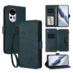 For Huawei nova 13 / 12 Butterfly Love Flower Multi-card Zipper Wallet Leather Phone Case(Dark Green)