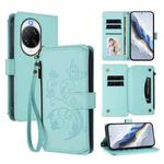 For Huawei nova 14 Ultra Butterfly Love Flower Multi-card Zipper Wallet Leather Phone Case(Mint Green)