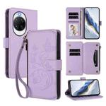 For Huawei nova 14 Ultra Butterfly Love Flower Multi-card Zipper Wallet Leather Phone Case(Light Purple)