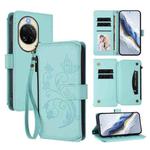 For Huawei nova 14 5G Butterfly Love Flower Multi-card Zipper Wallet Leather Phone Case(Mint Green)
