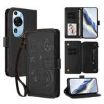 For Huawei P60 Art Butterfly Love Flower Multi-card Zipper Wallet Leather Phone Case(Black)