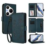 For Huawei Pura 80 Pro Butterfly Love Flower Multi-card Zipper Wallet Leather Phone Case(Dark Green)