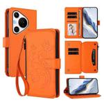 For Huawei Pura 70 Pro / 70 Pro+ Butterfly Love Flower Multi-card Zipper Wallet Leather Phone Case(Orange)