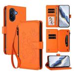 For Huawei Enjoy 50 / nova Y70 Butterfly Love Flower Multi-card Zipper Wallet Leather Phone Case(Orange)