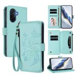For Huawei Enjoy 50 / nova Y70 Butterfly Love Flower Multi-card Zipper Wallet Leather Phone Case(Mint Green)