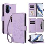 For Huawei Enjoy 50 / nova Y70 Butterfly Love Flower Multi-card Zipper Wallet Leather Phone Case(Light Purple)