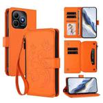 For Huawei Enjoy 80s 4G Butterfly Love Flower Multi-card Zipper Wallet Leather Phone Case(Orange)