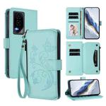 For Honor GT 5G Butterfly Love Flower Multi-card Zipper Wallet Leather Phone Case(Mint Green)