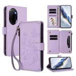 For Honor 100 Pro 5G Butterfly Love Flower Multi-card Zipper Wallet Leather Phone Case(Light Purple)