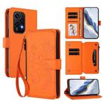 For Honor 200 Lite 5G Global Butterfly Love Flower Multi-card Zipper Wallet Leather Phone Case(Orange)