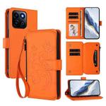 For Honor 200 Smart 5G / X7c 4G Butterfly Love Flower Multi-card Zipper Wallet Leather Phone Case(Orange)