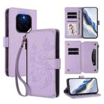 For Honor GT Pro 5G Butterfly Love Flower Multi-card Zipper Wallet Leather Phone Case(Light Purple)