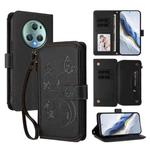 For Honor Magic5 Pro Butterfly Love Flower Multi-card Zipper Wallet Leather Phone Case(Black)