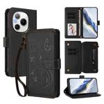 For Honor Power 5G Butterfly Love Flower Multi-card Zipper Wallet Leather Phone Case(Black)
