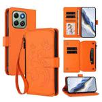 For Honor X6b 4G / X6a 4G Butterfly Love Flower Multi-card Zipper Wallet Leather Phone Case(Orange)
