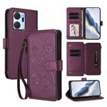 For Honor X7a 4G / Play7T 5G Butterfly Love Flower Multi-card Zipper Wallet Leather Phone Case(Dark Purple)