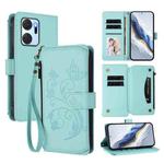 For Honor X7a 4G / Play7T 5G Butterfly Love Flower Multi-card Zipper Wallet Leather Phone Case(Mint Green)