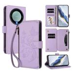 For Honor X9a 5G / Magic5 Lite / X40 Butterfly Love Flower Multi-card Zipper Wallet Leather Phone Case(Light Purple)