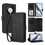 For Honor X9b 5G / Magic6 Lite Butterfly Love Flower Multi-card Zipper Wallet Leather Phone Case(Black)