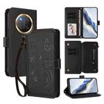 For Honor X9c 5G / Magic7 Lite Butterfly Love Flower Multi-card Zipper Wallet Leather Phone Case(Black)