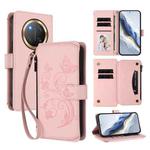 For Honor X9c 5G / Magic7 Lite Butterfly Love Flower Multi-card Zipper Wallet Leather Phone Case(Pink)