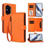 For Honor 300 Pro / 300 Ultra Butterfly Love Flower Multi-card Zipper Wallet Leather Phone Case(Orange)