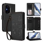 For Honor 300 Pro / 300 Ultra Butterfly Love Flower Multi-card Zipper Wallet Leather Phone Case(Black)