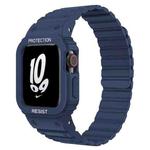 For Apple Watch Series 10 46mm xDfind Magnetic Silicone Watch Band with Integrated Watch Cover(Blue)