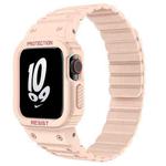 For Apple Watch 42 / 44 / 45mm xDfind Magnetic Silicone Watch Band with Integrated Watch Cover(Pink)