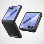 For Samsung Galaxy Z Flip7 5G Integrated Invisible Bracket Litchi Skin Pasting Phone Case(Black)