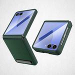 For Samsung Galaxy Z Flip7 5G Integrated Invisible Bracket Litchi Skin Pasting Phone Case(Green)